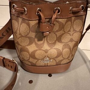 Coach Tan and Brown Signature Crossbody Bag